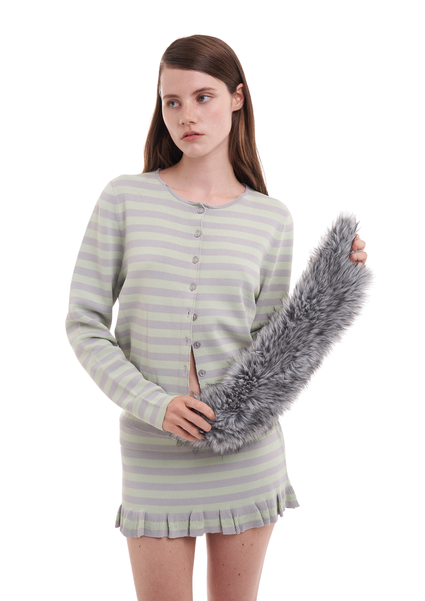 Ashley Skirt in Mint and Grey Stripes