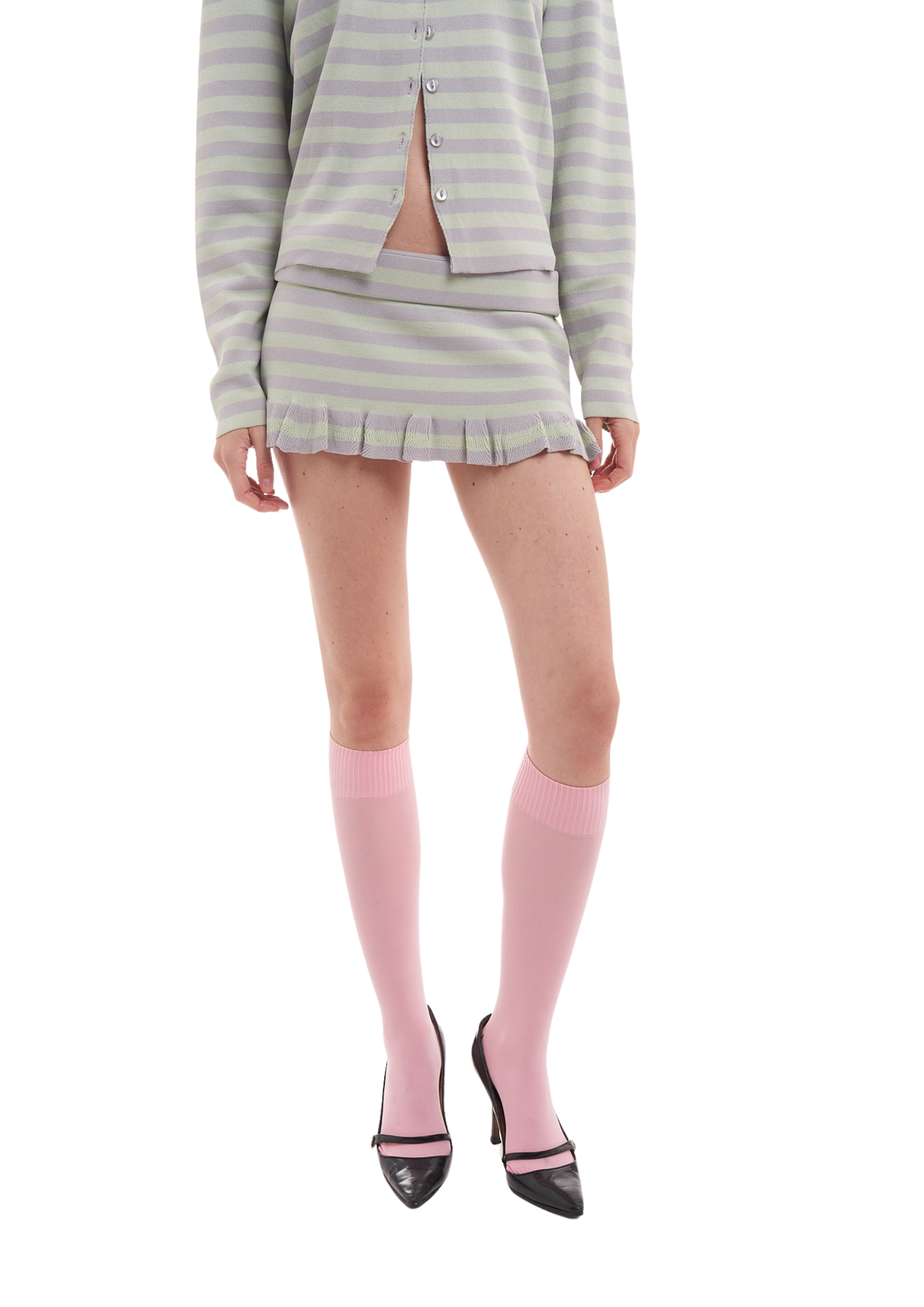 Ashley Skirt in Mint and Grey Stripes