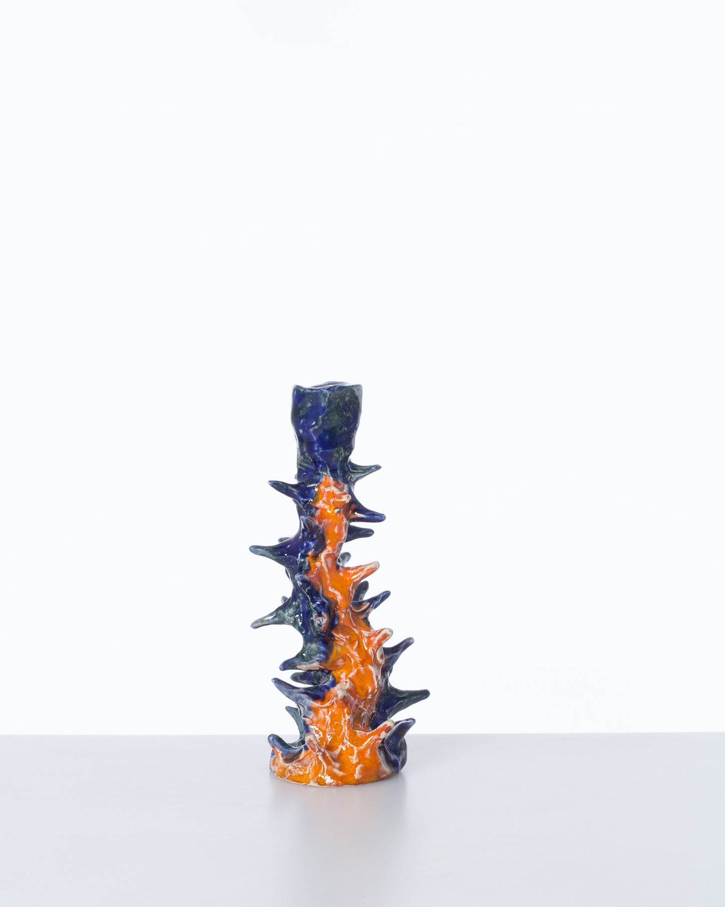 Spike Candle Holder Blue/Orange