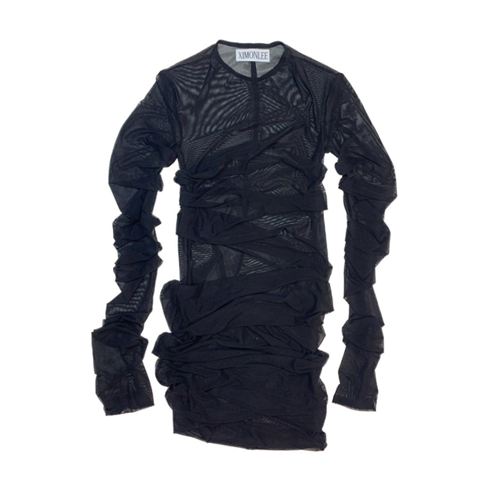 Creased Mesh Dress