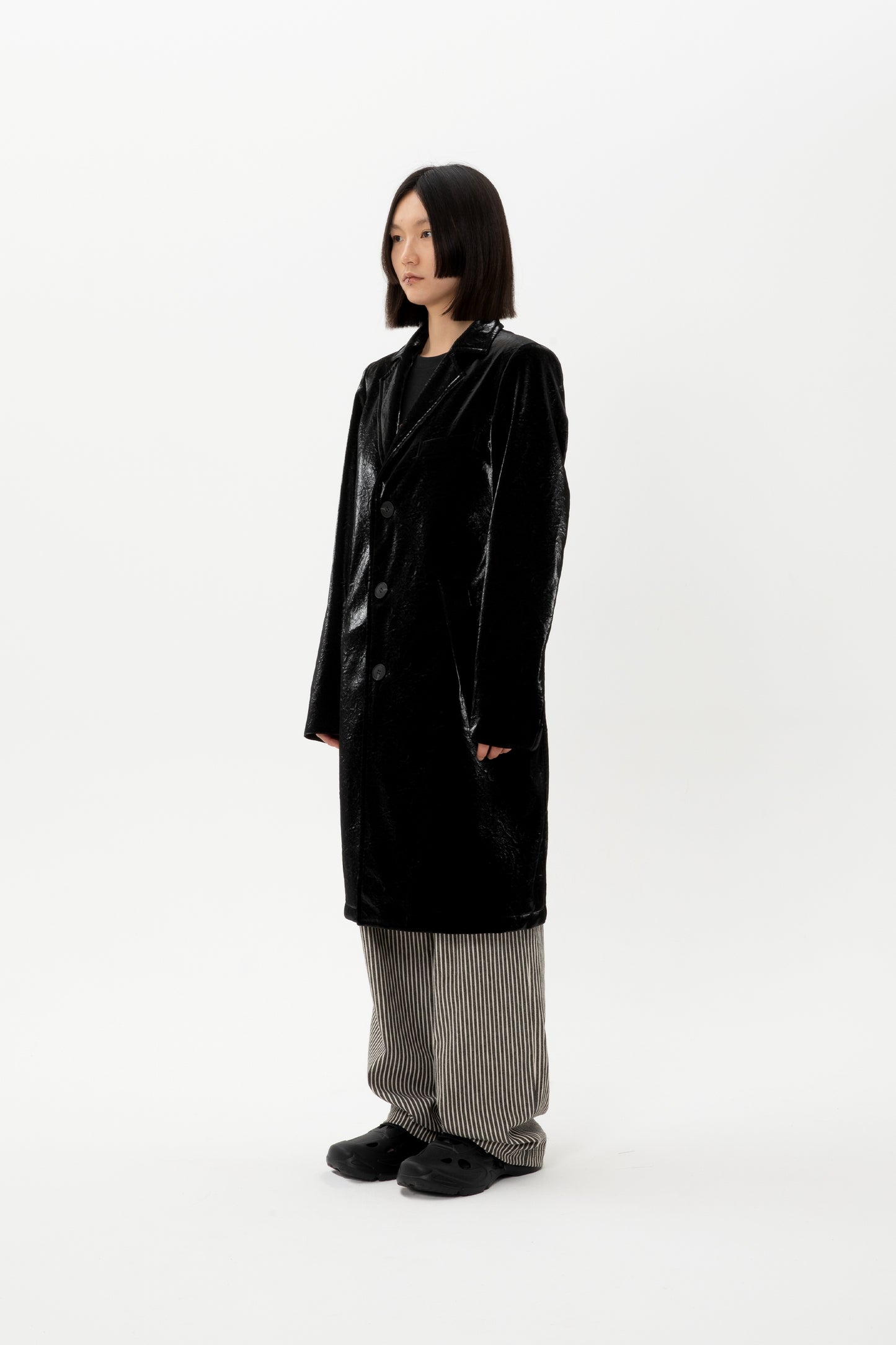 Oil Black Tailored Coat