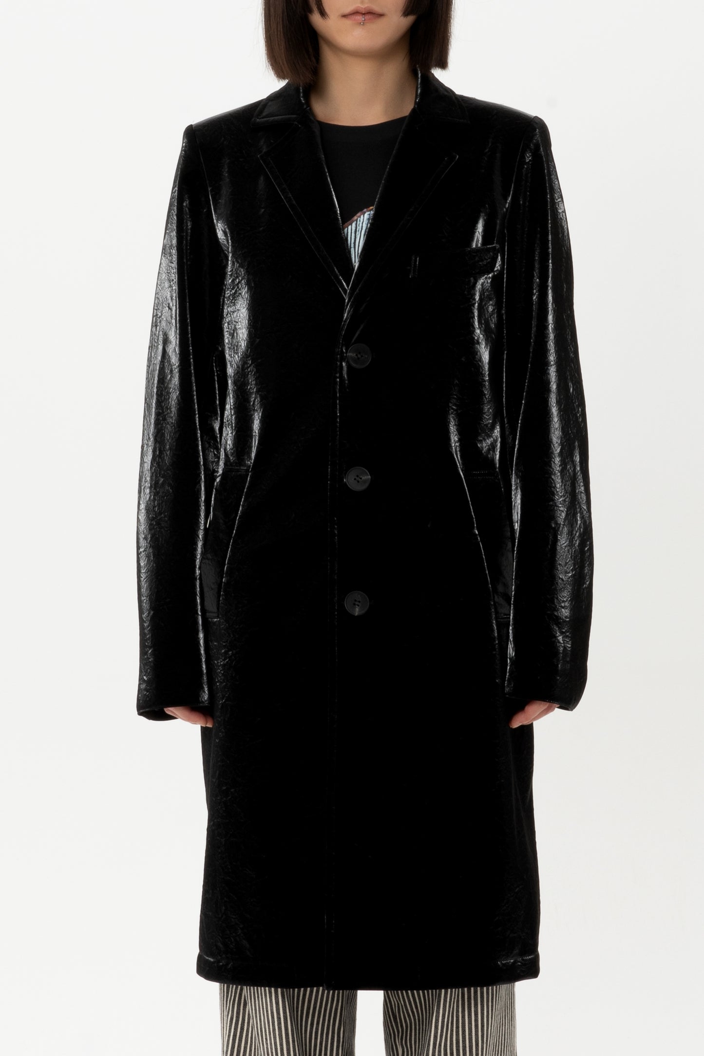 Oil Black Tailored Coat