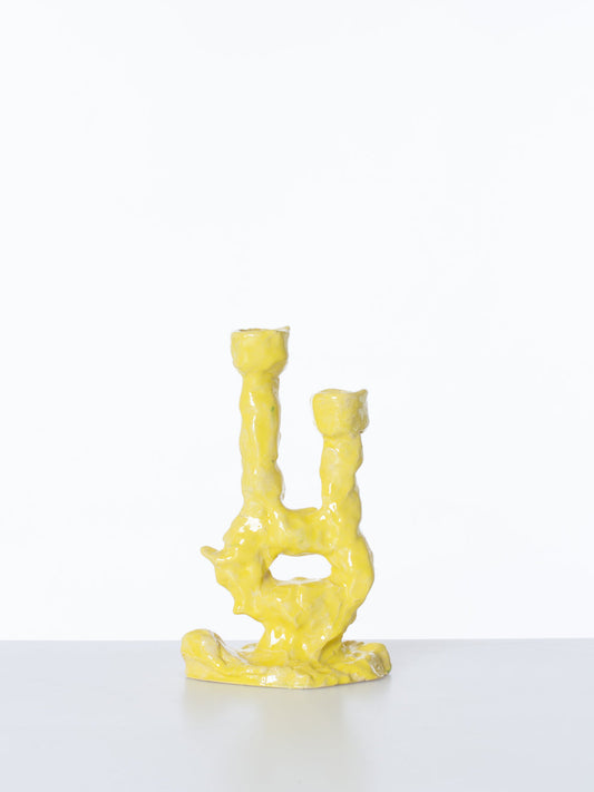 Small Double Candle Holder Yellow