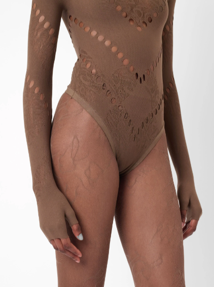 Pearl Hooded Bodysuit Kahlua