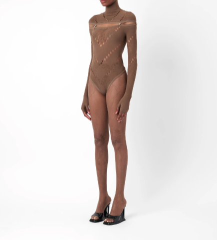 Pearl Hooded Bodysuit Kahlua