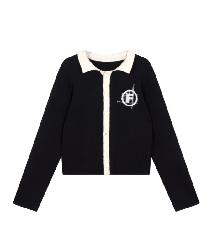 Stitched F Cardigan Black & White