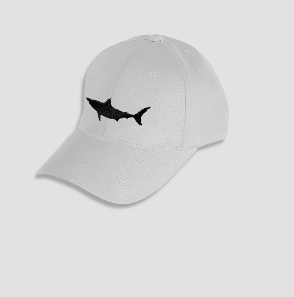 The Shark Cap in White Cotton Twill