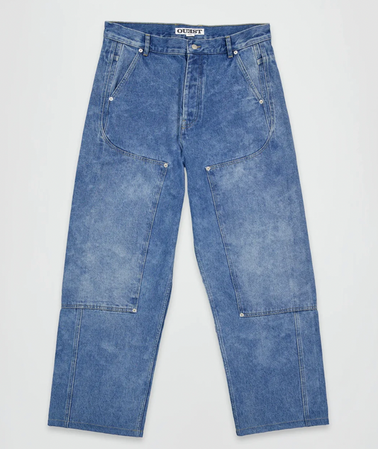 The Work Chaps in Light Faded Indigo Denim