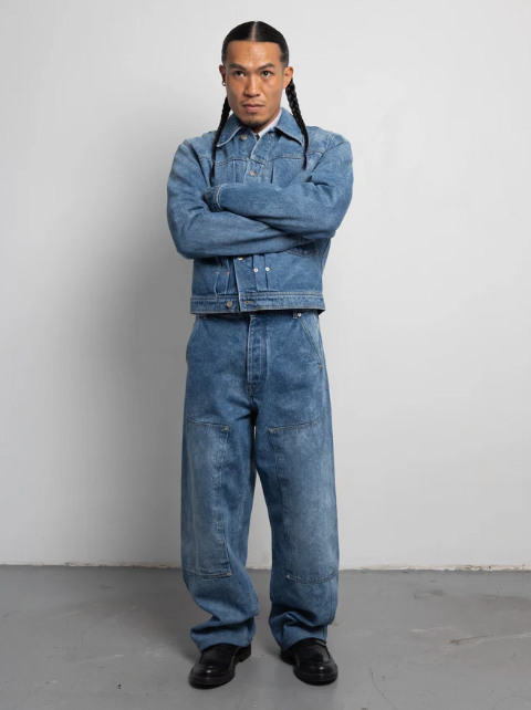 The Work Chaps in Light Faded Indigo Denim