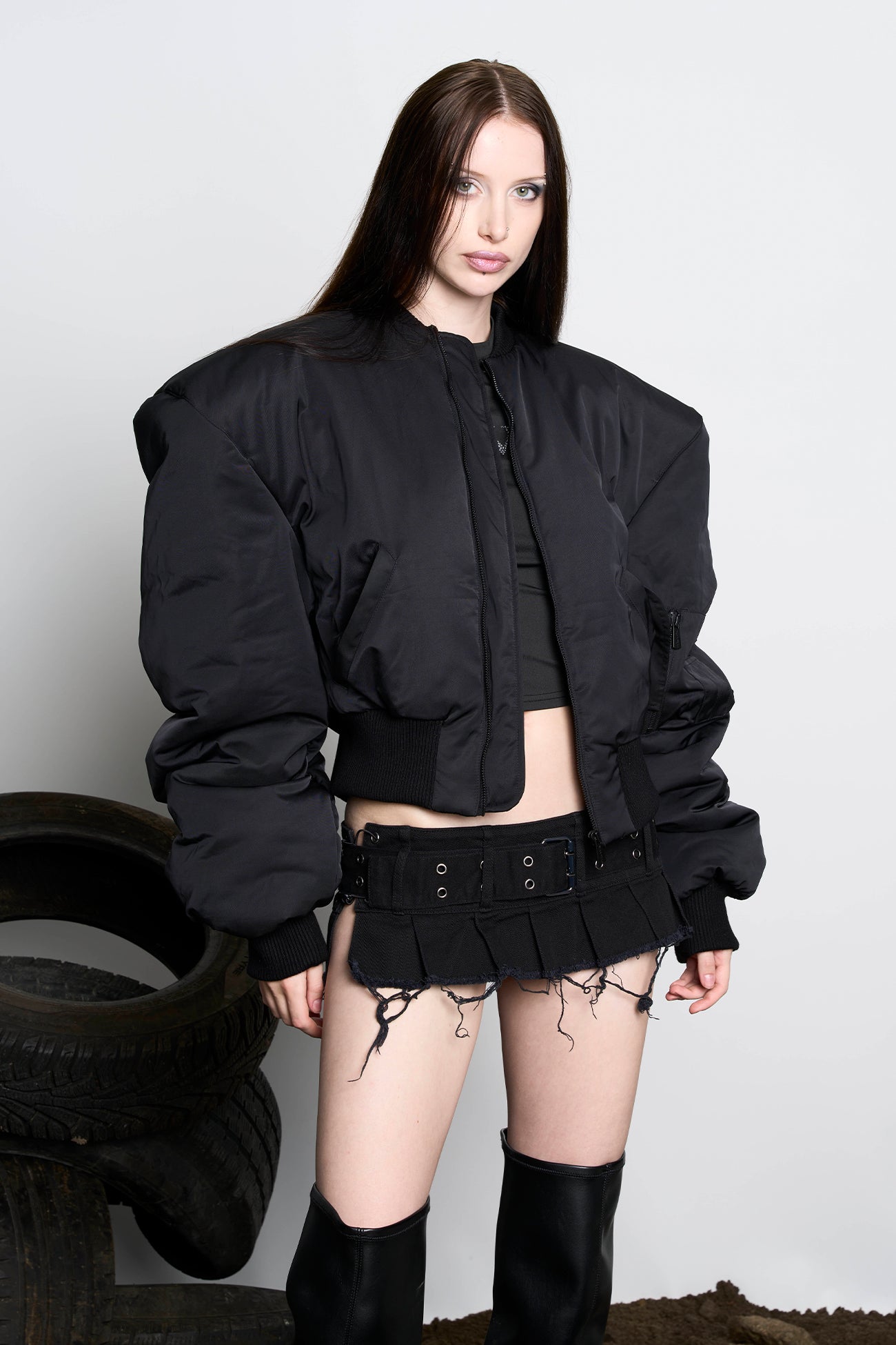 Power Shoulders Bomber Jacket